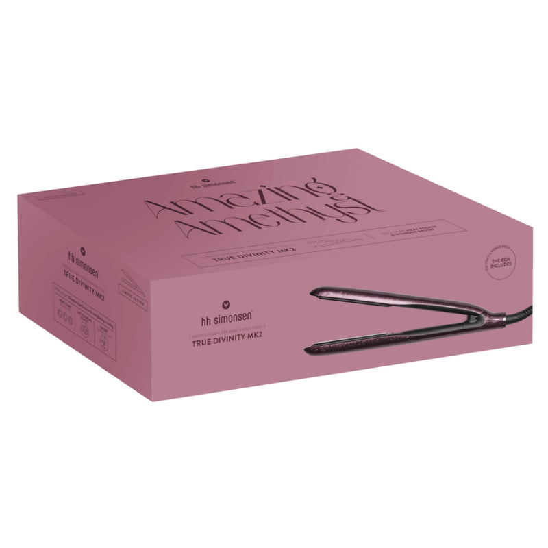 HH Simonsen TRUE DIVINITY MK2 Limited Edition Amazing Amethyst Profesionalus Keramikinis Plaukų Tiesintuvas su Šukomis, idealiai tinka plaukų tiesinimui ir garbanų formavimui