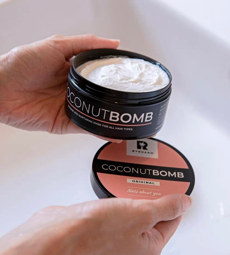 BYROKKO Coconut Bomb Plaukų kaukė su kokosų aliejumi, dažytiems, sausiems ir pažeistiems plaukams