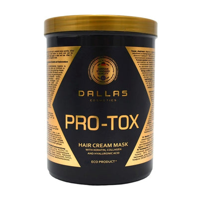 Kreminė Plaukų Kaukė su Keratinu, Kolagenu ir Hialurono Rūgštimi pažeistiems plaukams - Dallas Cosmetics Pro-Tox Hair Cream Mask with Keratin, Collagen and Hyaluronic acid