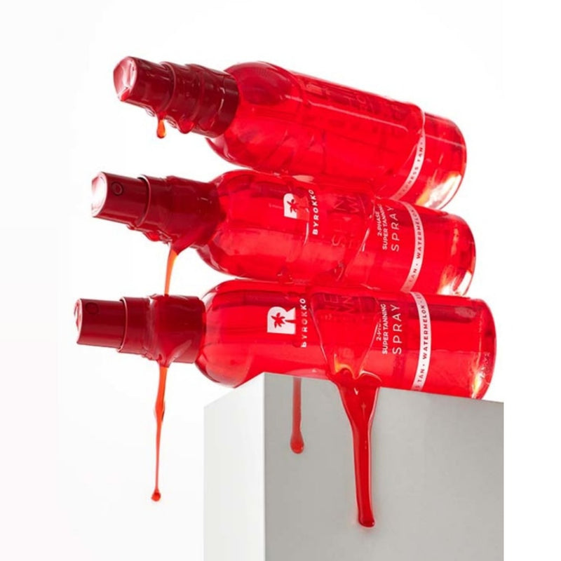 BYROKKO Original Shine Brown Watermelon two-phase spray - Purškiamas Dvifazis Įdegio aliejus su Arbūzais ir Hialurono rūgštimi sausai ir jautriai odai, intensyviai drėkinantis įdegį skatinantis aliejus įdegiui saulėje ir soliariume