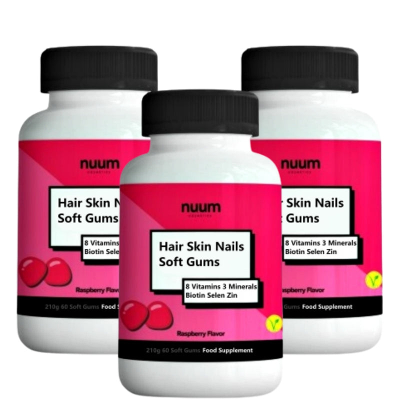 Natūralūs Vitaminai Guminukai su Cinku ir Biotinu, skirti sveikai odai, stipriems plaukams ir tvirtiems nagams - Nuum Cosmetics