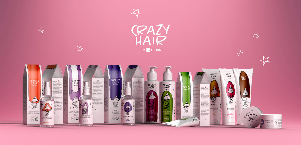 Crazy Hair by HISKIN shampoo, plaukų priežiūros piemonės, šampūnai, kondicionieriai, plaukų kaukės, plaukų purškikliai, natūralūs šampūnai, šampūnas nuo pleiskanų, šampūnas dažytiems plaukams