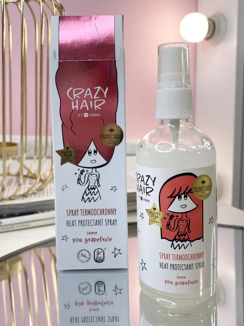 Crazy Hair Pink Grapefruit Heat Protection Spray, Apsauginis Plaukų Purškiklis nuo Karščio ir Saulės, plaukų apsauga nuo karščio, plaukų apsauga nuo saulės, plaukų purškiklis nuo karščio, plaukų purškiklis nuo saulės, plaukų purškiklis nuo UV