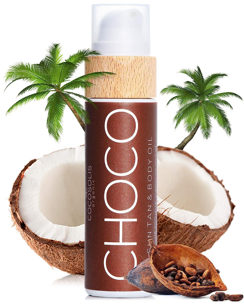 COCOSOLIS Organiškas Šokolado Įdegio Aliejus Kūnui CHOCO tanning oil, įdegiui saulėje ir soliariume