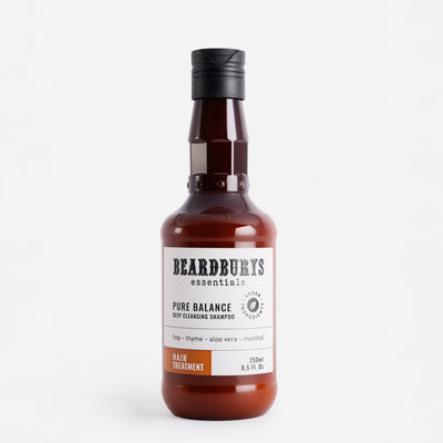 Beardburys Essential Pure Balance Anti - Dandruff Shampoo, Plaukų šampūnas nuo pleiskanų, vėsinančio efekto šampūnas, veganiškas šampūnas, šampūnas vyrams, vyriškas šampūnas, šampūnas storiems plaukams, šampūnas žiliems plaukams, šampūnas nuo pleiskanų