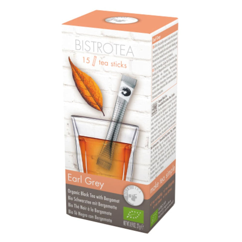 BISTRO TEA EARL GREY TEA STICKS, Ekologiška Juodoji Arbata su Bergamote, 15 Arbatos Lazdelių, Ajurvedinė žolelių arbata, Arbata imunitetui, Atpalaiduojanti arbata