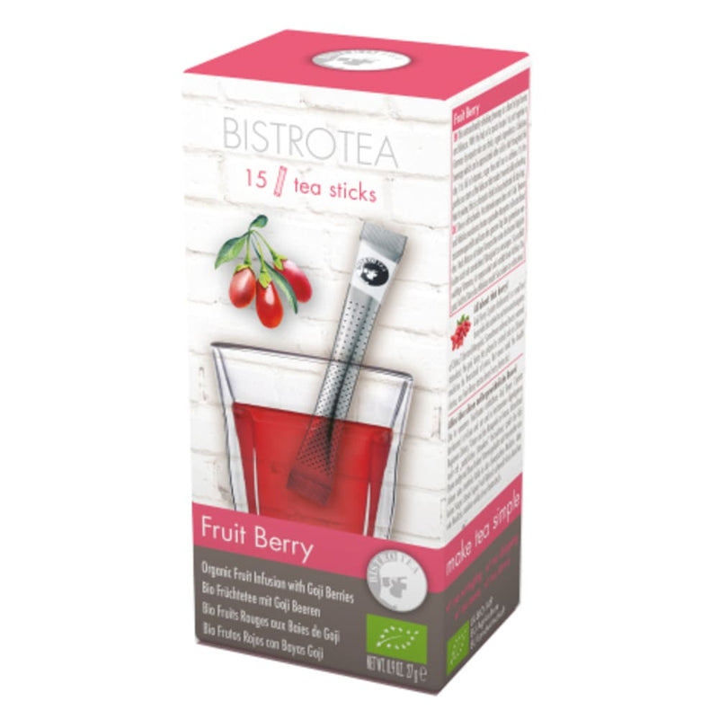 BISTRO TEA FRUIT BERRY TEA STICKS, Ekologiška Vaisinė Arbata su Goji Uogomis, 15 Arbatos Lazdelių, Ajurvedinė arbata, Arbata imunitetui, Atpalaiduojanti arbata, Arbata svorio mažinimui