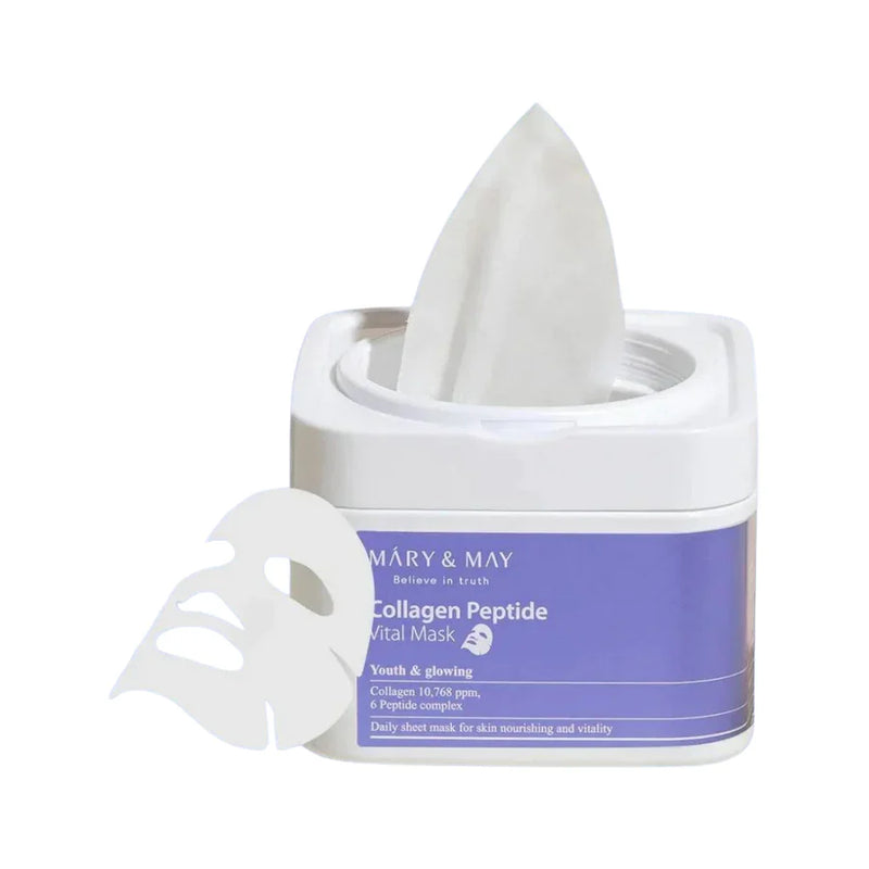 Mary&May Collagen Peptide Vital Mask - 30 vnt molekulinės masės kolagenu ir 6 peptidų kompleksu grozioplanas.lt