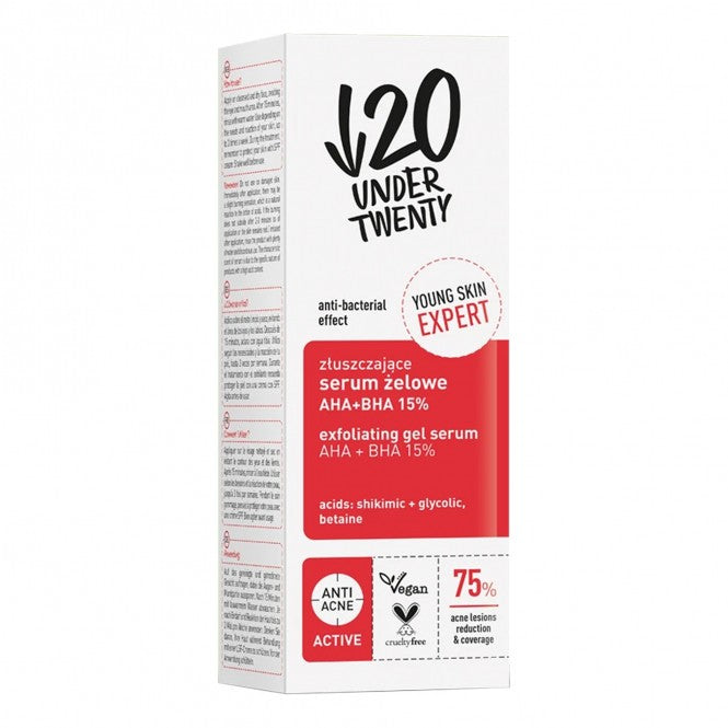 Under Twenty Exfoliating Peeling Solution rūgštinis veido pilingas AHA 15% + BHA 15%