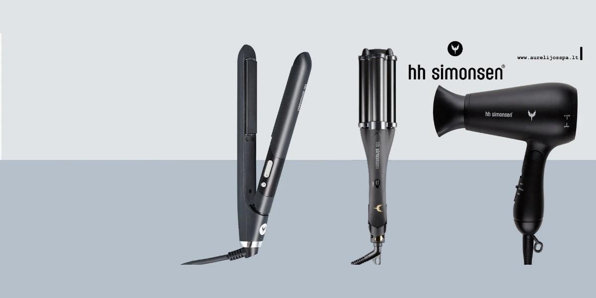 HH Simonsen aukštos kokybės profesionalūs plaukų formavimo prietaisai, plaukų garbanojimo žnyplės, plaukų gofros ir keramikiniai plaukų tiesintuvai, jonizuojantys plaukų džiovintuvai