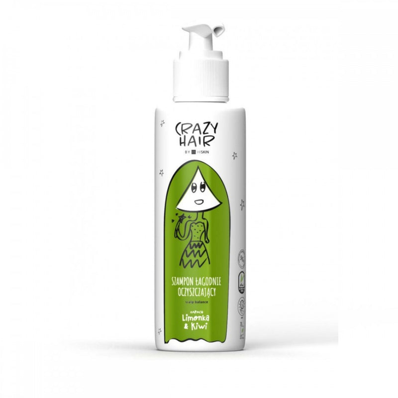 Crazy Hair Lime & Kiwi Shampoo, Švelnus Valomasis Šampūnas su Laimu ir Kiviais, Šampūnas pažeistiems plaukams, šampūnas jautriai galvos odai, šampūnas dažytiems plaukams, šampūnas nuo pleiskanų