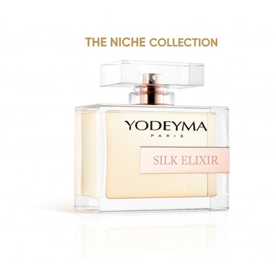 YODEYMA Silk Elixir Kvepalai stilingame permatomame buteliuke su rožinės spalvos etikečių