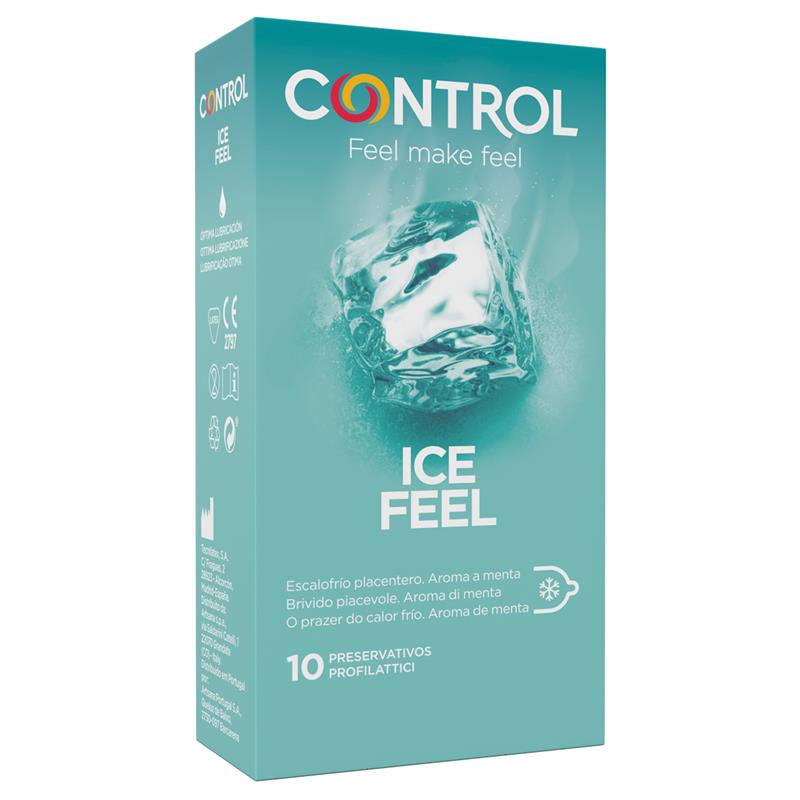 Šaldančio efekto stimuliuojantys natūralaus latekso prezervatyvai CONTROL Ice Feel, Vaginaliniam, oraliniam ir analiniam seksui