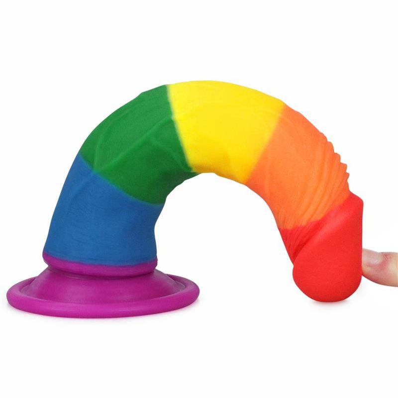 Realistiškas Silikoninis Dildo Falo imitatorius LGBT vaivorykštės spalvų - LoveToy PRIDER 7.0"