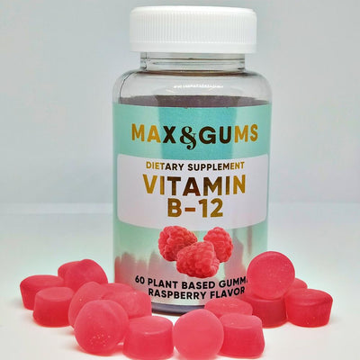 Guminukai su Vitaminu B12 1.5 MG Maisto papildas protinei veiklai, nervų sistemai ir kraujo sudėčiai palaikyti - Max & Gums