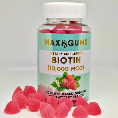 Natūralūs vitaminai-guminukai su Biotinu skatina plaukų augimą, gerina odos būklę ir gerina nervų sistemos veiklą - Max & Gums