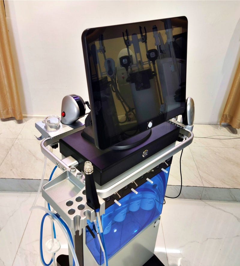 HydraFacial aparatas MD Elite Tower su originaliu antgaliu, LED šviesų terapija, Vakuuminis veido limfodrenažas, veido odos analizatorius