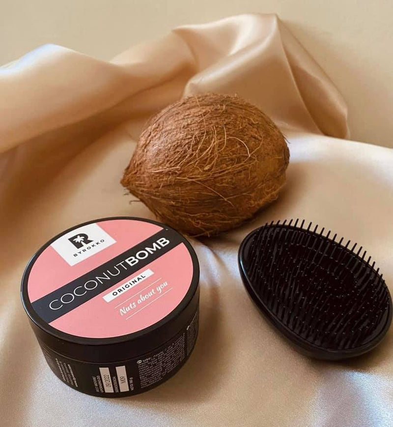 BYROKKO Coconut Bomb Hair Mask - Maitinanti plaukų kaukė su kokosų aliejumi, sausiems ir pažeistiems plaukams
