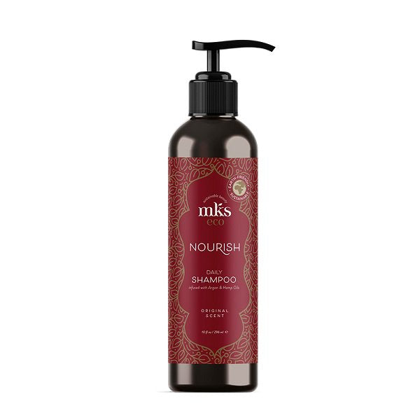 MKS eco Marrakesh Drėkinantis Plaukų šampūnas ORIGINAL, pripildytas kanapių sėklų, arganų aliejumi ir kitais natūraliais ingredientais, kurie giliai drėkina plaukus ir suteikia jiems šilkinio žvilgesio
