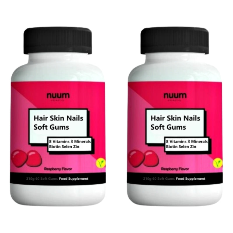 Natūralūs Vitaminai Guminukai su Cinku ir Biotinu, skirti sveikai odai, stipriems plaukams ir tvirtiems nagams - Nuum Cosmetics